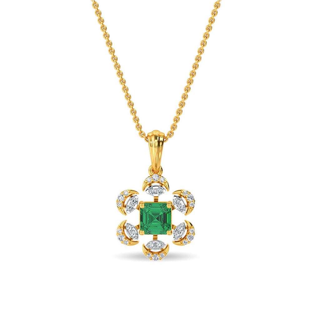 Rhinestone Round Pendant Silver Necklace