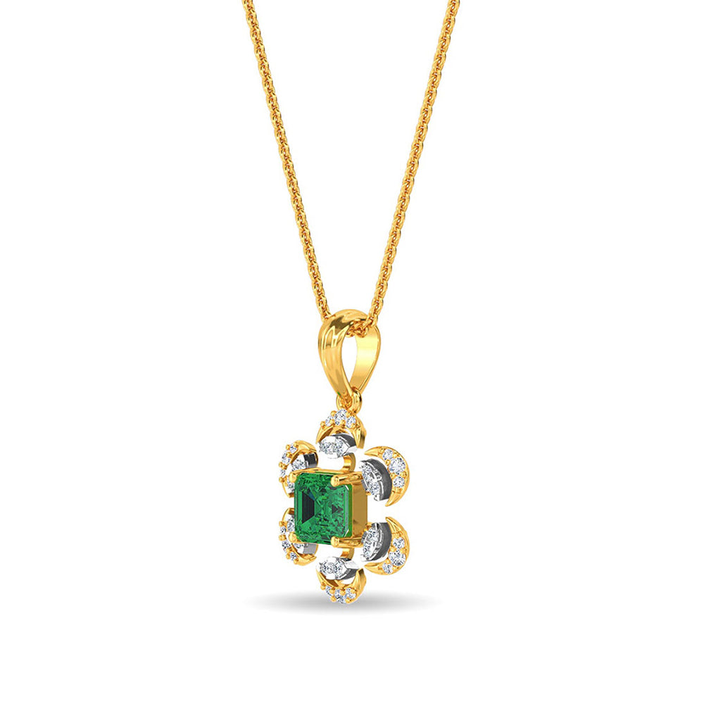 Rhinestone Round Pendant Silver Necklace