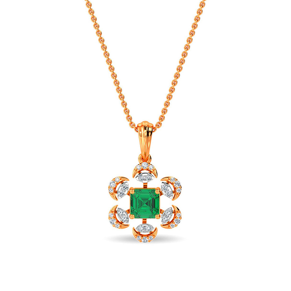 Rhinestone Round Pendant Silver Necklace