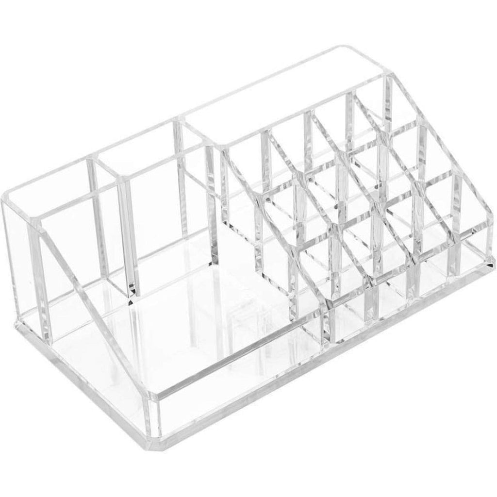 16 Compartment Cosmetic Makeup Jewellery Lipstick Storage Organiser Box, Cosmetic Storage Box Make-up Lipstick Organizer / Lipstick Holder Case  Transparent