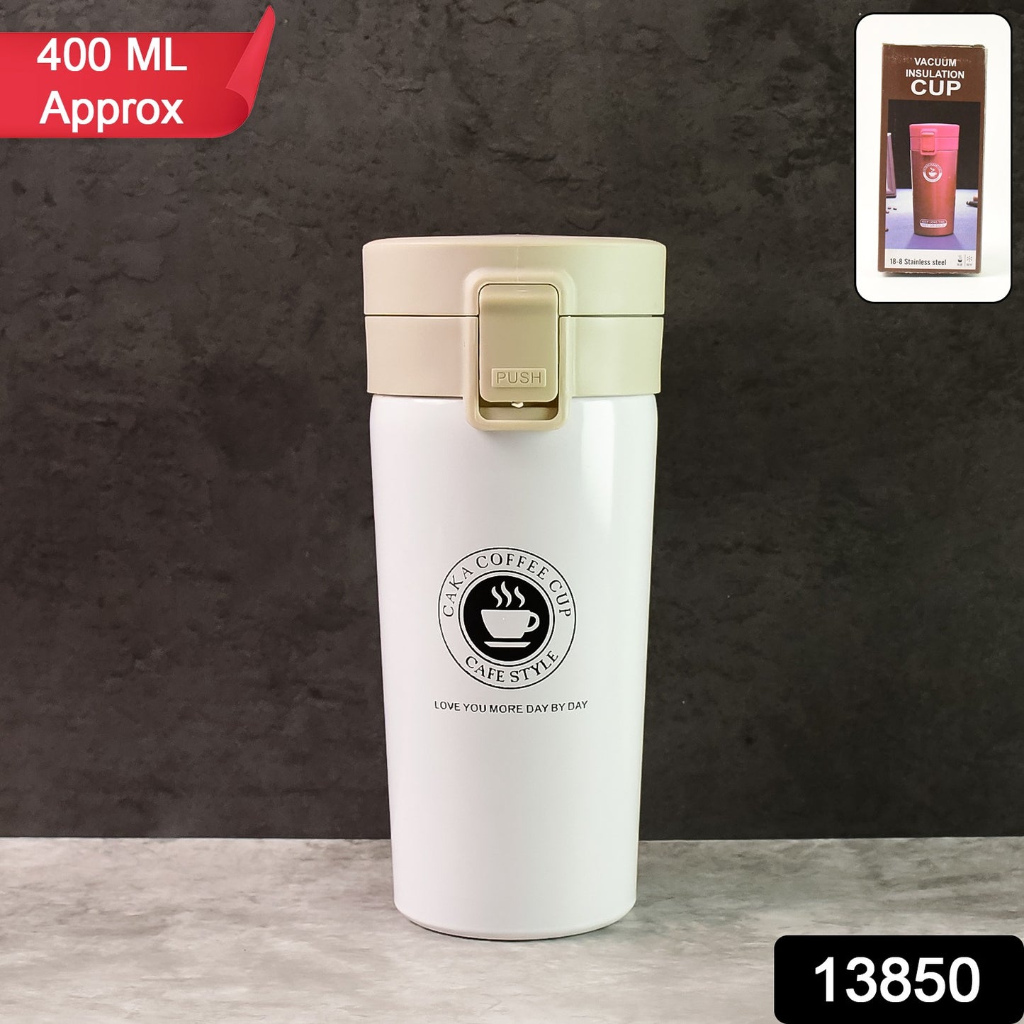 Stainless Steel Vacuum Insulated Coffee Flask with Flip Lock Lid (400ML / 1 Pc)