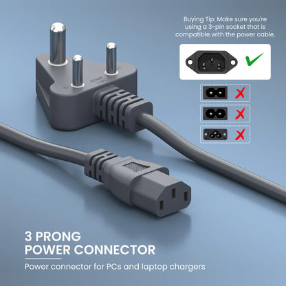 Konnect G1 Desktop Power Cable - 3 Prong Power Connector