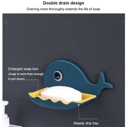 Fish Shape Wall-Mounted Double Layer Soap Holder for Bathroom & Kitchen