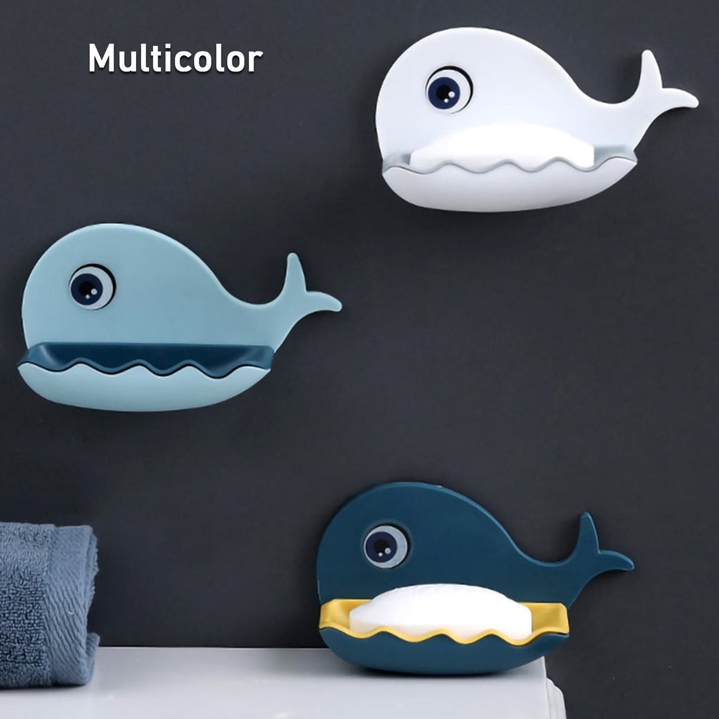 Fish Shape Wall-Mounted Double Layer Soap Holder for Bathroom & Kitchen