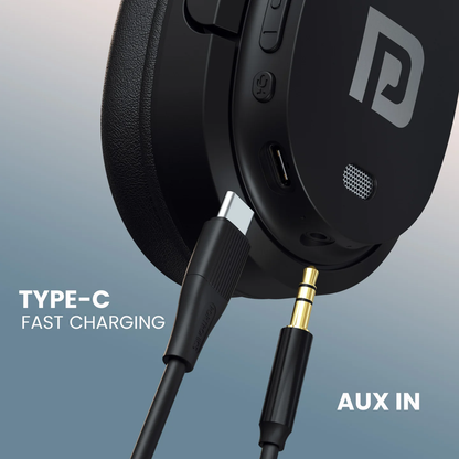 Muffs M4   40mm Dynamic Driver, Powerful Bass, In-Built Mic, Type C Fast Charging